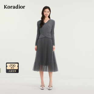 加背心裙两件套裙子 气质毛衫 Koradior珂莱蒂尔商场同款 2025秋新款