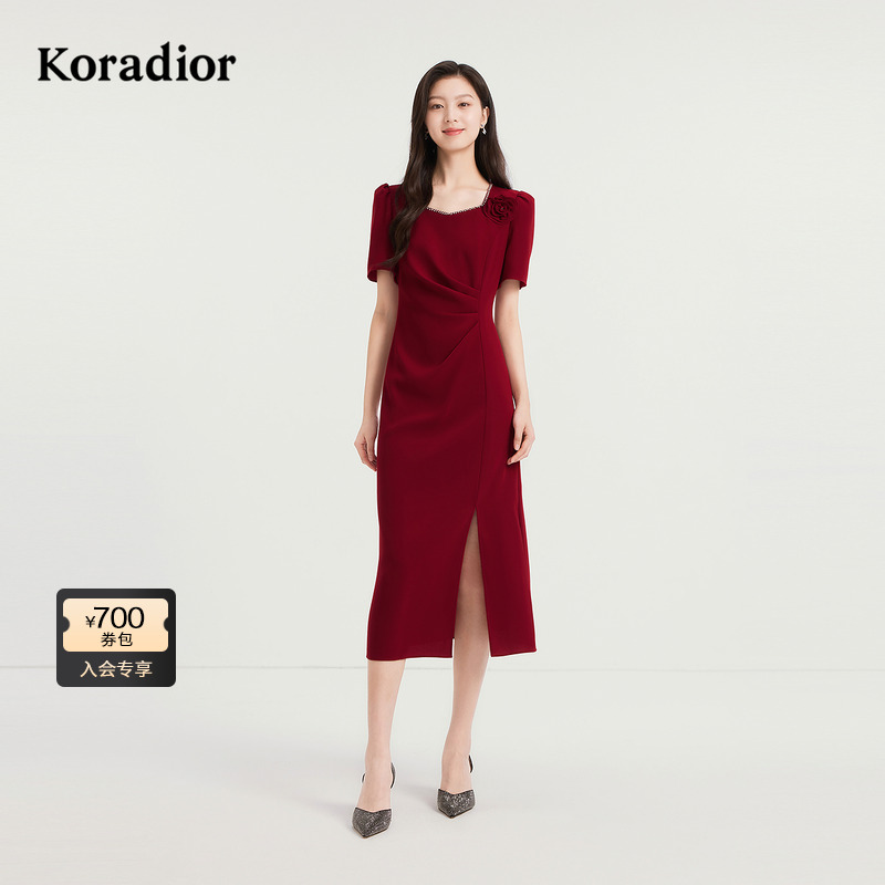 【三醋酸】Koradior珂莱蒂尔商场同款2025夏气质千金风显瘦连衣裙
