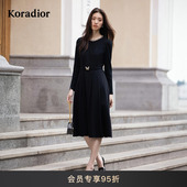 优雅赫本风连衣裙女 2025秋季 绵羊毛 Koradior珂莱蒂尔商场同款