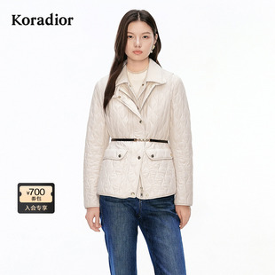 Koradior珂莱蒂尔商场同款 老钱风菱格真两件棉服外套女 2026春新款