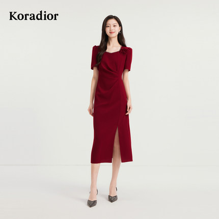【三醋酸】Koradior珂莱蒂尔商场同款2025夏气质千金风显瘦连衣裙