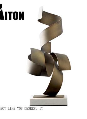 北欧现代售楼处轻奢家居玄关铁艺抽象摆件办公室内软装摆设工艺品