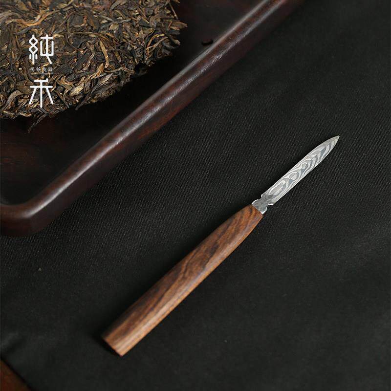 虎斑檀木不锈钢茶刀普洱茶饼开茶器撬茶专用工具茶锥功夫茶道配件