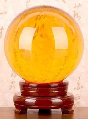 黄色水晶球摆件白蓝色球大号客厅店铺办公室玄关家居装饰工艺品专