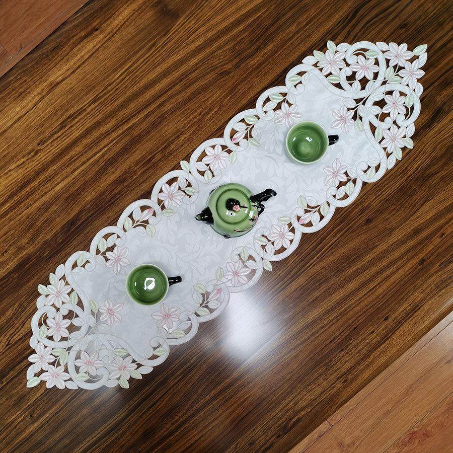 中式田园布艺绣花百合桌布茶几巾桌旗桌垫镂空盖巾国潮桌垫茶旗,居家布艺,桌旗,淘宝优惠券,粉丝福利购,淘宝优惠卷