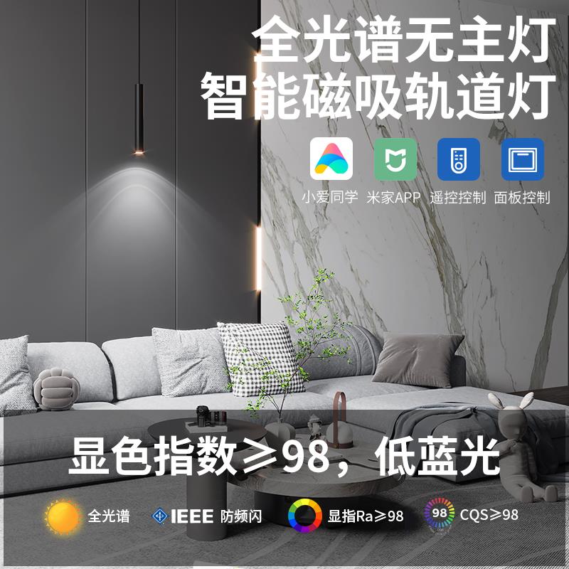 磁吸轨道灯嵌入式无主灯客厅照明射灯泛光灯明装槽暗藏预埋轨道条