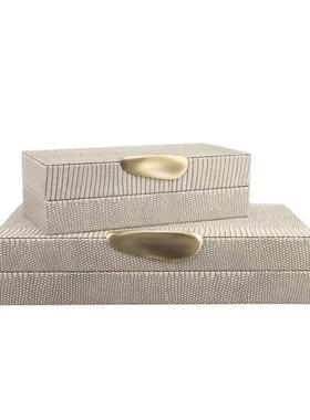 现代简约创意皮革收纳盒摆件家居样板间衣帽间化妆台首饰盒装饰品