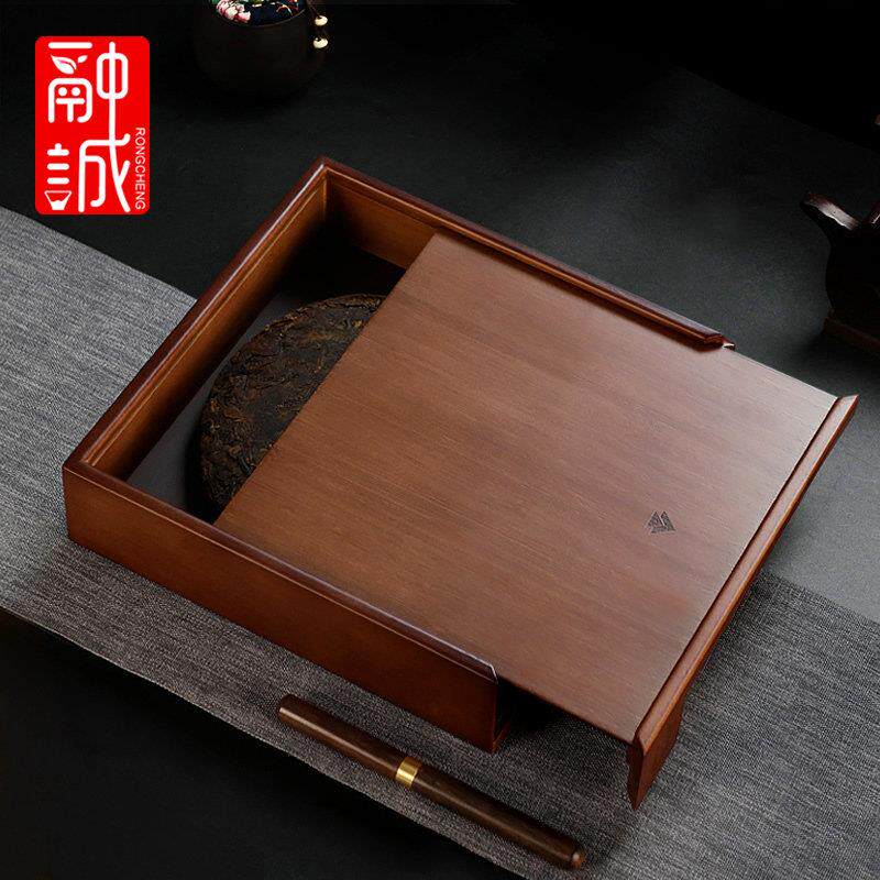 普洱茶盒收纳盒茶仓茶饼架工具竹制单层抽屉式分茶盘功夫茶道配件