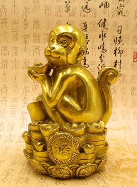 纯铜猴子摆件大号元宝生肖猴福禄寿铜猴工艺品家居风水装饰品摆设
