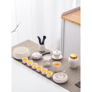 软玉功夫茶具，家庭客厅泡茶办公室接待高端无障碍豪华茶道杯礼盒