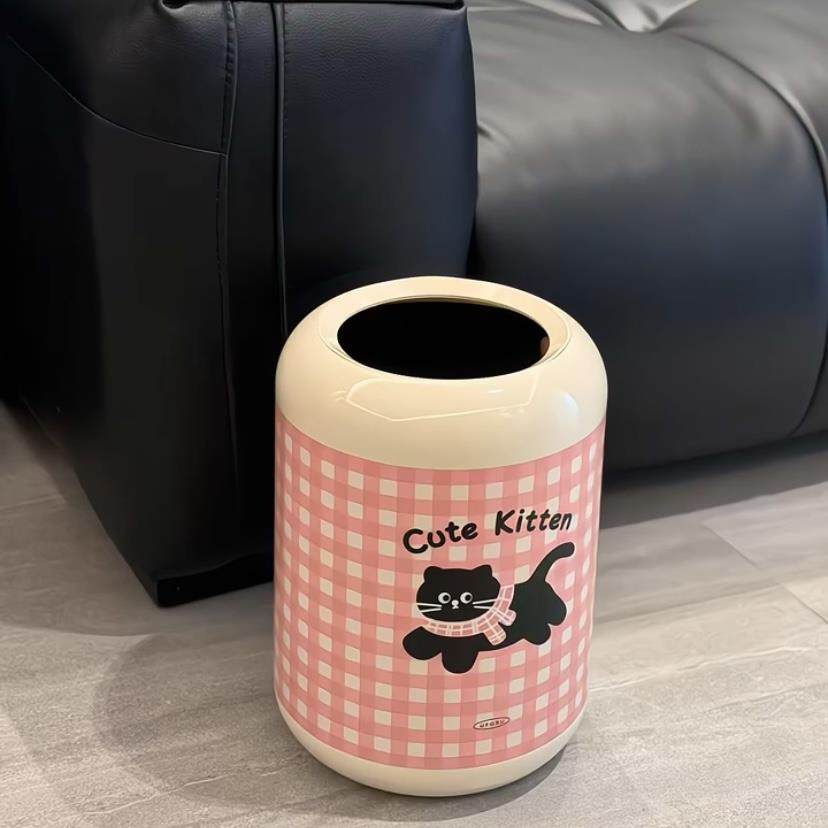 可爱小猫粉色垃圾桶家用高颜值客厅大容量厕所卫生间卡通装饰纸篓