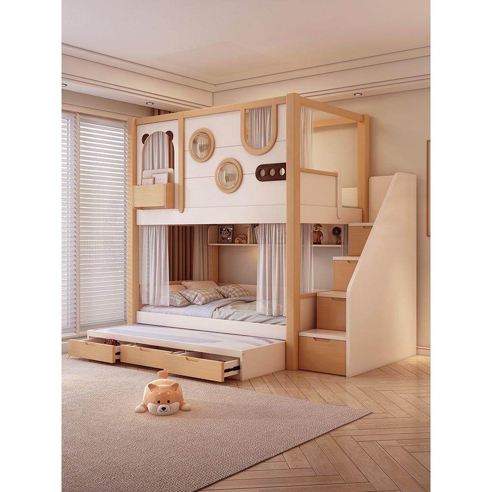 儿童床上下铺双层床两层高低子母床原木风储物多功能组合高架床铺,住宅家具,高架床/高拼床,淘宝优惠券,粉丝福利购,淘宝优惠卷