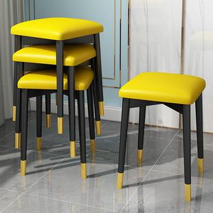 轻奢家用板凳备用凳化妆梳妆台凳换鞋快餐厅食堂铁艺方形可重叠凳