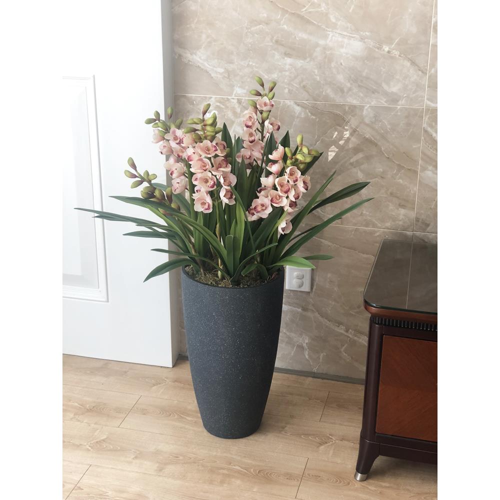 高端大蕙兰人造花彷生花客厅电视柜落地人造花装饰高档蝴蝶兰花卉