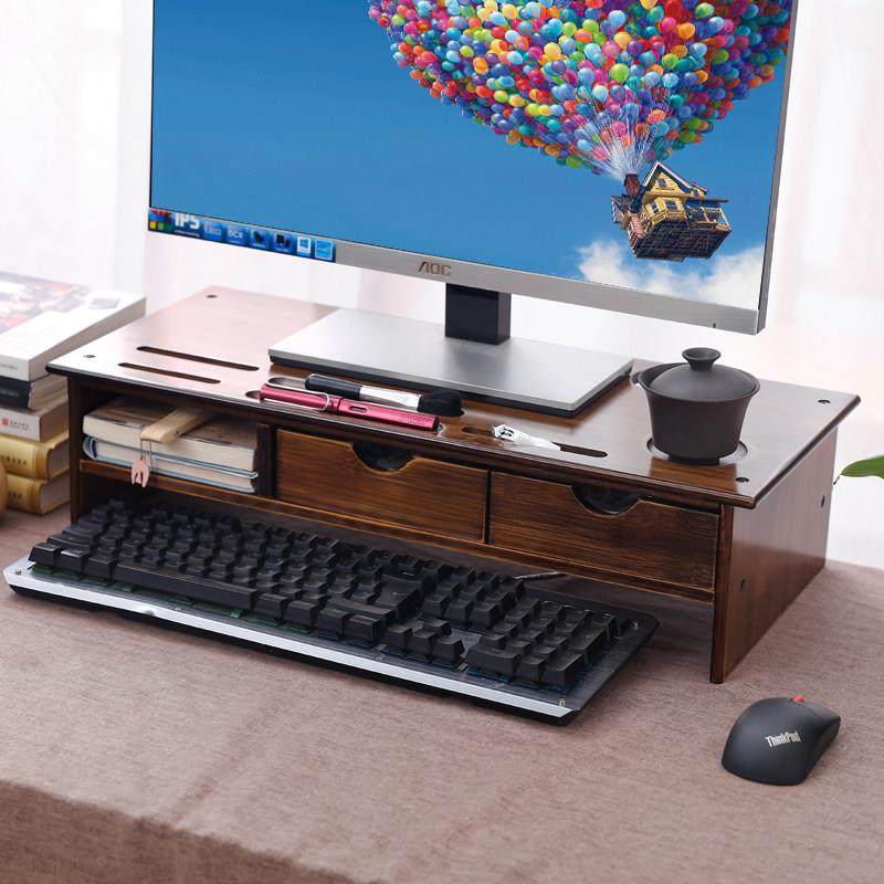 台式电脑显示器增高架子竹实木垫高支架办公桌面屏幕加高底座托架