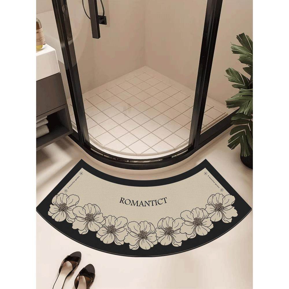 弧形浴室地垫淋浴房防滑强吸水硅藻泥脚垫速干地毯卫生间扇形垫子