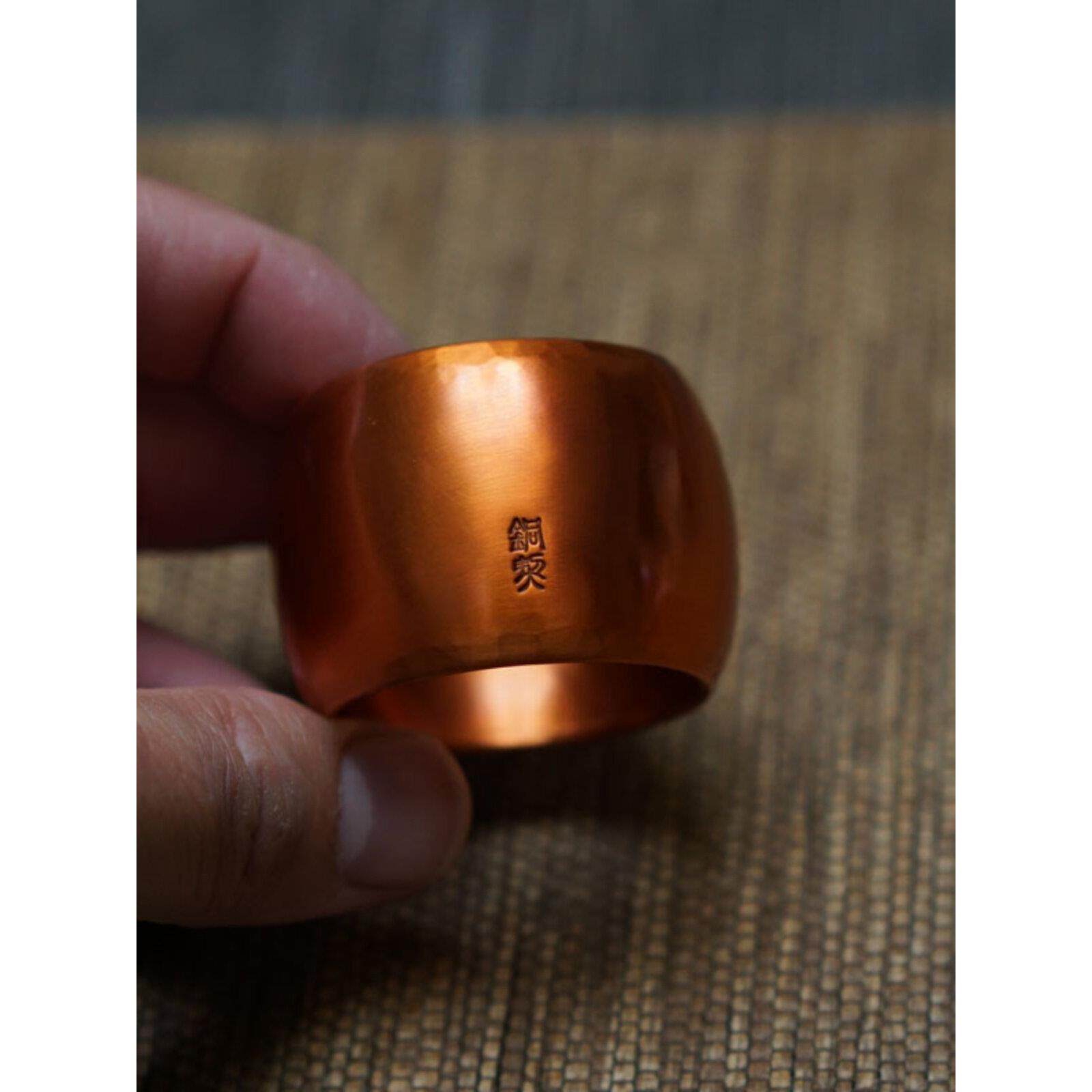 铜契紫铜鼓形盖置壶盖托纯铜火烧色覆古茶器手工茶席茶道空间配件