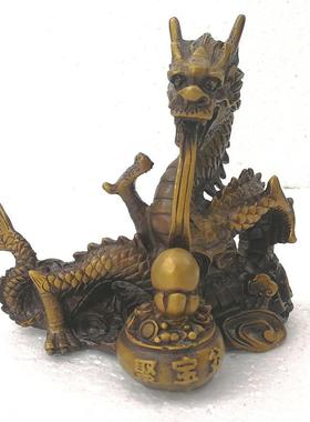 纯铜龙聚宝盆聚财龙招财镇宅龙戏珠家居客厅门店装饰动物桌面摆件