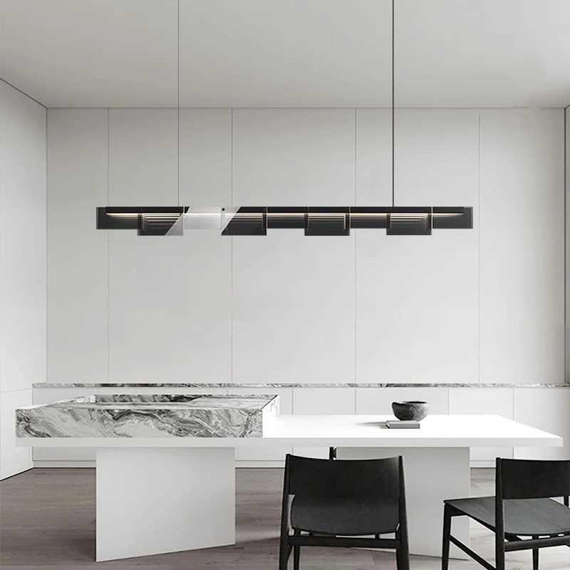 意式极简智能全光谱节能led灯轻奢简约一字玻璃餐厅灯设计师吊灯