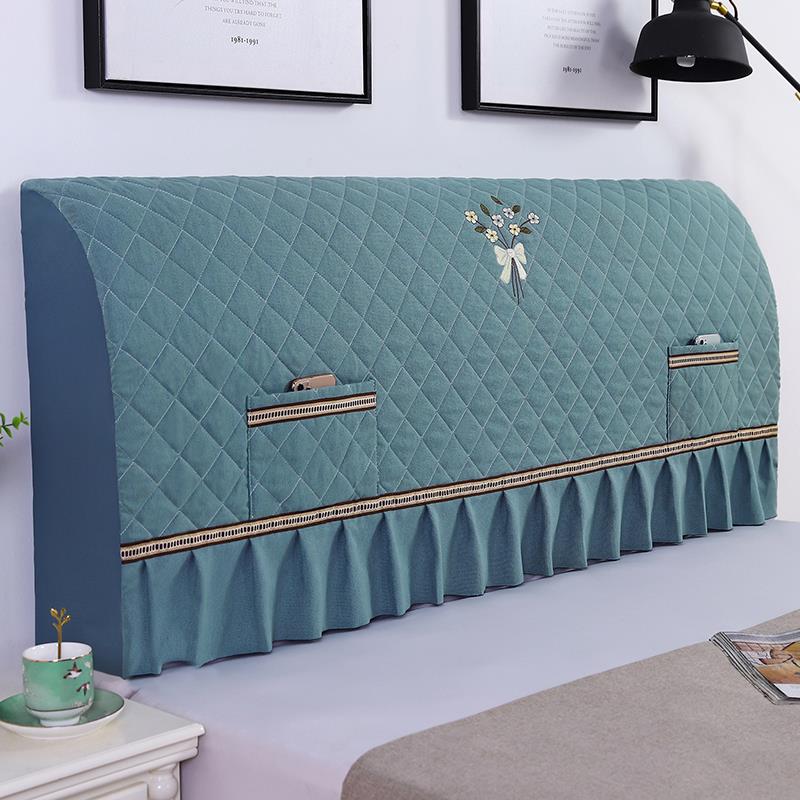 夹棉床头套加厚床头罩中式全包实木绣花欧式床头软包保护套2023年