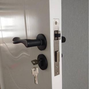 门锁室内卧室房门锁家用静音门把手分体黑色磁吸锁木门锁具通用型