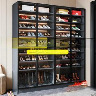 实木鞋柜家庭入口室内新2024流行鞋架玻璃入口大容量多层超大