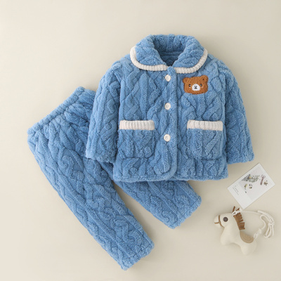 儿童冬季睡衣2-14岁外穿加厚款