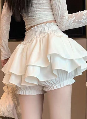 蛋糕裙半身裙女2026新款春夏季高腰小个子芭蕾风a字蓬蓬白色短裙