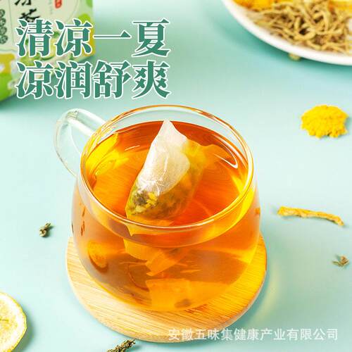 暑气清茶柠檬薄荷凉金银花宜菊花WSO冰糖橘皮茉花养生茶然堂正莉