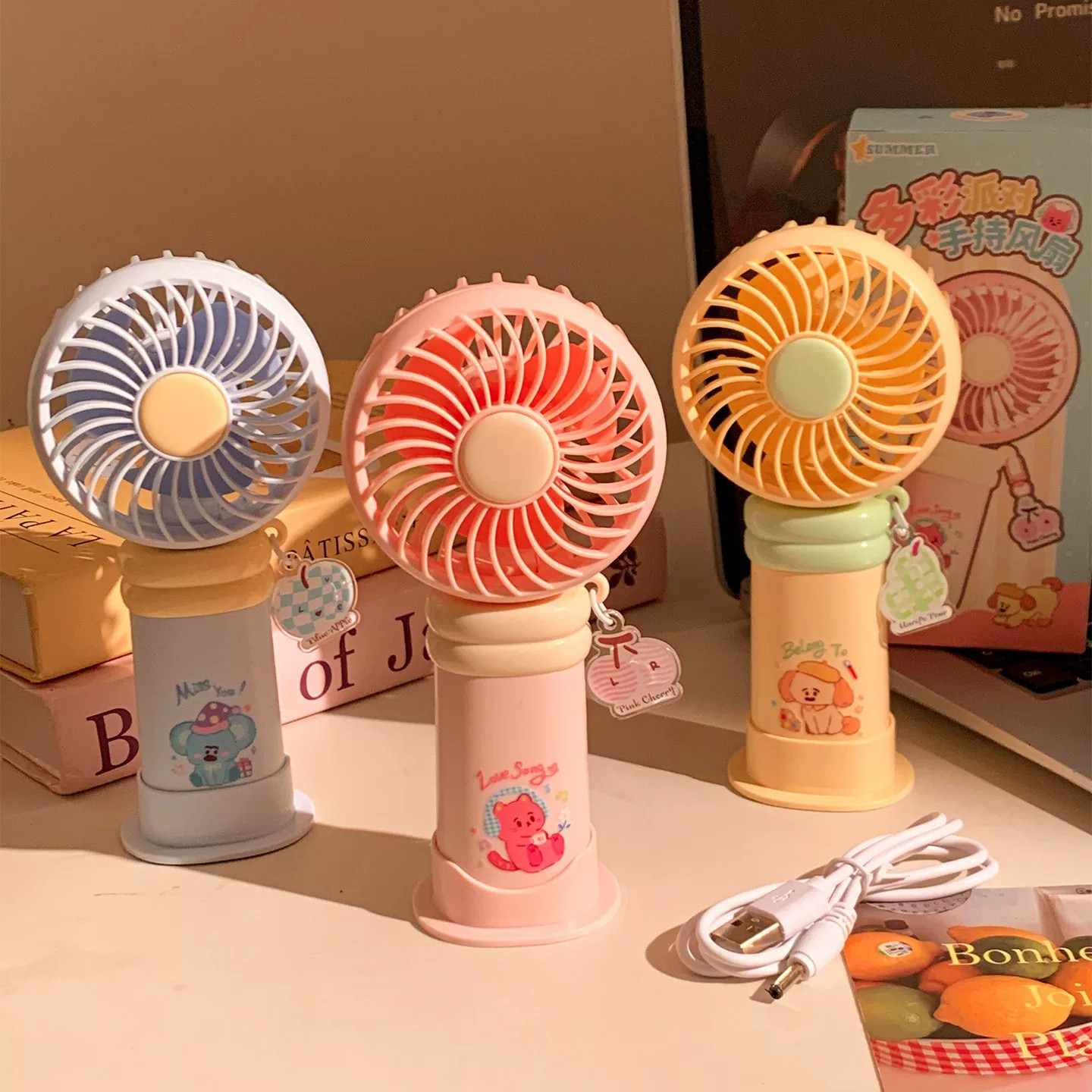 夏季新款可爱卡通手持迷你小风扇学生便携可立宿舍口袋充电小风扇