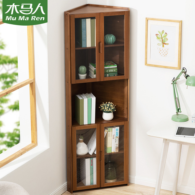 书架书柜置物架带柜门储物柜一体格子柜展示柜落地多层客厅置物柜