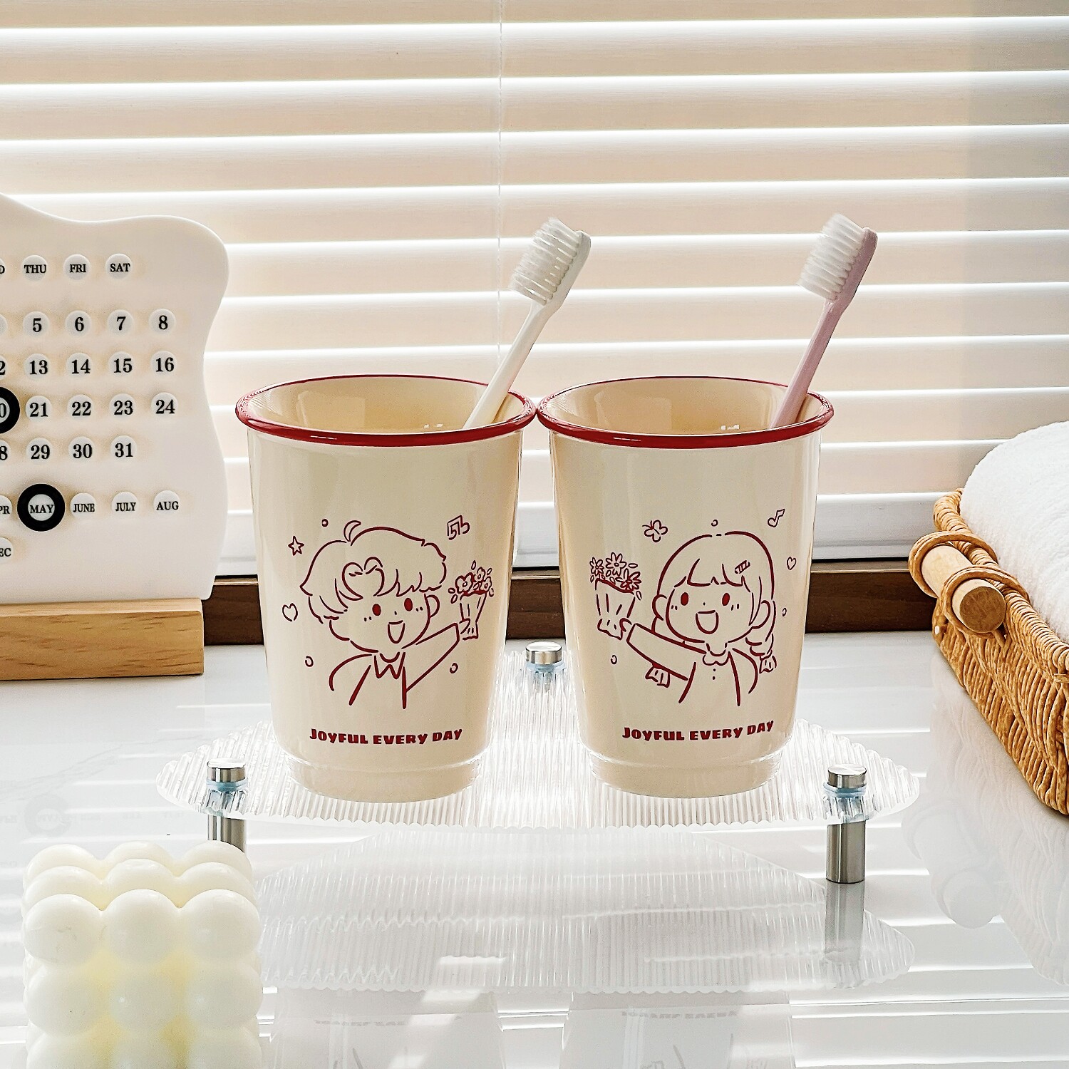 新婚结婚漱口杯牙刷杯送新人一对陶瓷刷牙杯子套装情侣牙具洗漱杯
