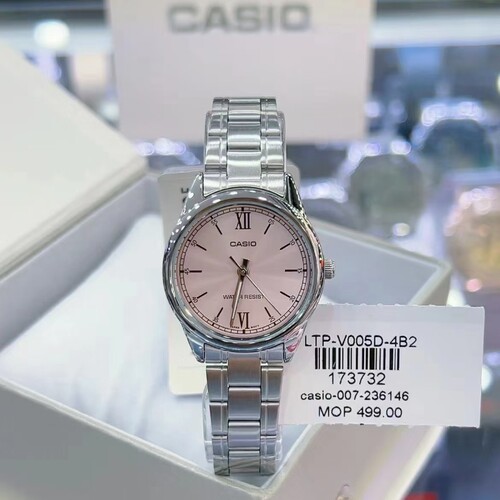 CASIO商务复古文艺百搭 石英机芯  女表 粉色表盘 LTP-V005D-4B2