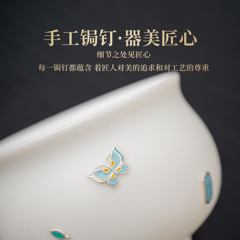 极速2025冰i种玉瓷锔钉茶杯女士主人杯高颜值品茗杯礼盒装