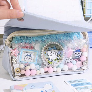新品社恐痛包笔袋谷子吧唧女生小食量大容量透明T初中生简约新款