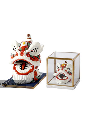 极速新中式中国风舞狮醒狮子头摆件样板I房客厅书房电视柜桌面软