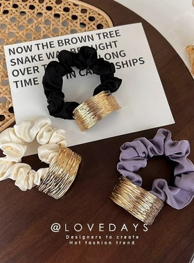 极速Korean elegant metal largye intestine hair ring temperam