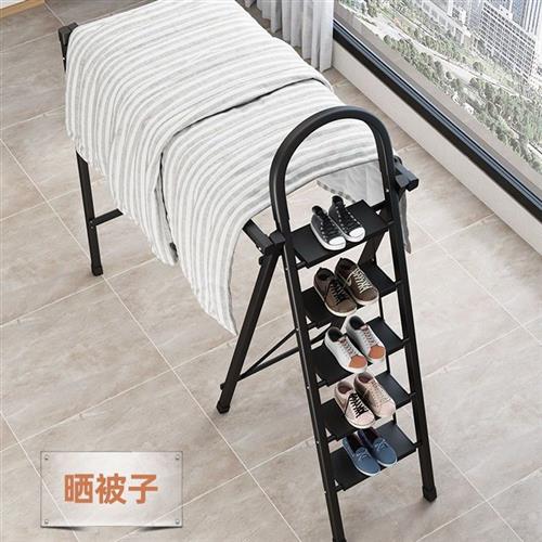 极速折叠b家用梯子室内多功能晾衣架两用伸缩楼梯铝合金踏板人字