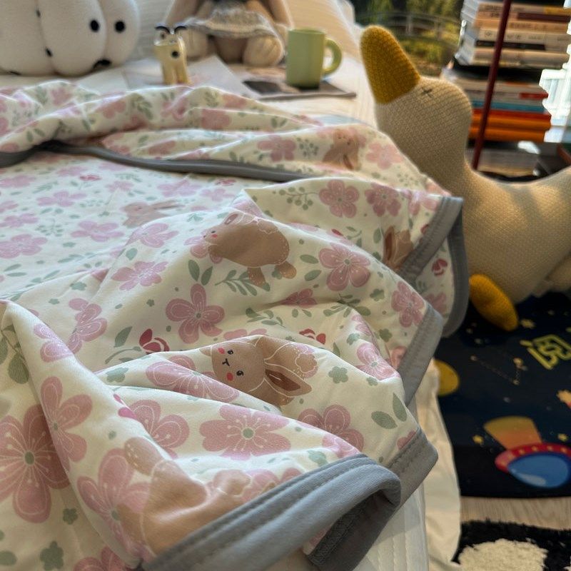 极速A类针织夏凉被粉色s田园碎花小兔裸睡薄被子云柔被空调被被芯,床上用品,化纤被,淘宝优惠券,粉丝福利购,淘宝优惠卷