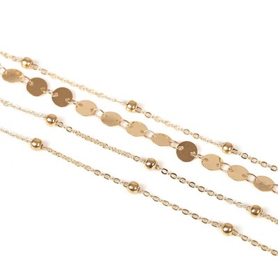 极速y doublelayekr sequin anklet transfer round bead feet fe