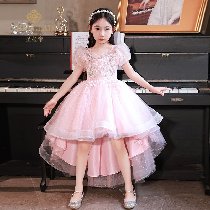 新品儿童礼服裙轻奢小众高v端洋气女童钢琴演奏演出服小主持人晚图片