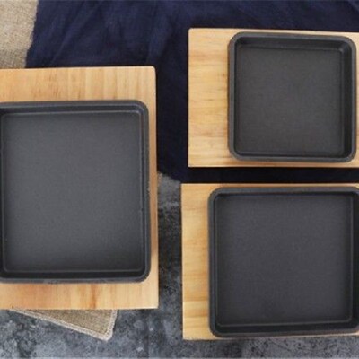 新品Frying Pan Woodoen Base Holder Cookware dinner plates sq