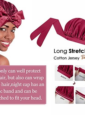 极速2 PCS Silk Bonnets for Sleeping Satin Hair SWrap Bonnet