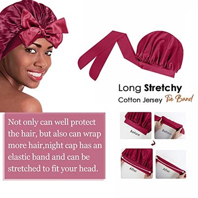 极速2 PCS Silk Bonnets for Sleeping Satin Hair SWrap Bonnet