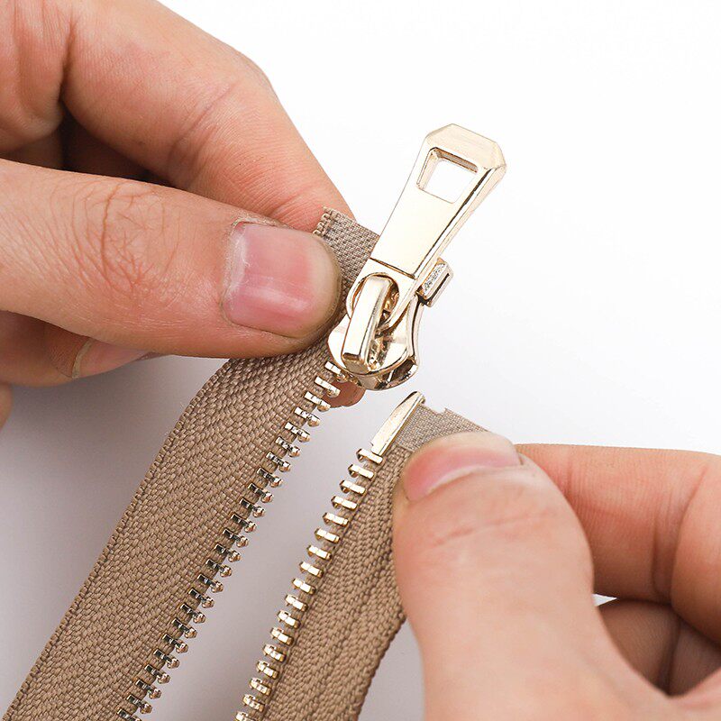 极速5号纯铜金属拉链儿童羽绒服装风衣 女士N开衫浅金色拉锁头门