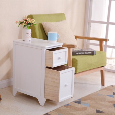 极速实木迷你小床头柜宽20-25-30cm卧K室沙发边柜木质超窄简约夹
