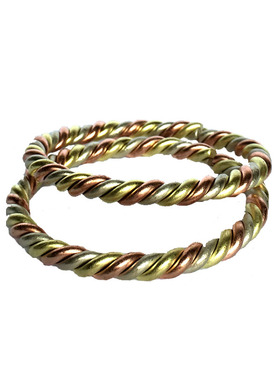 极速宝宝纯手工纯黄铜紫铜手镯紫铜麻花纽L花镯子三色戒指小孩麻