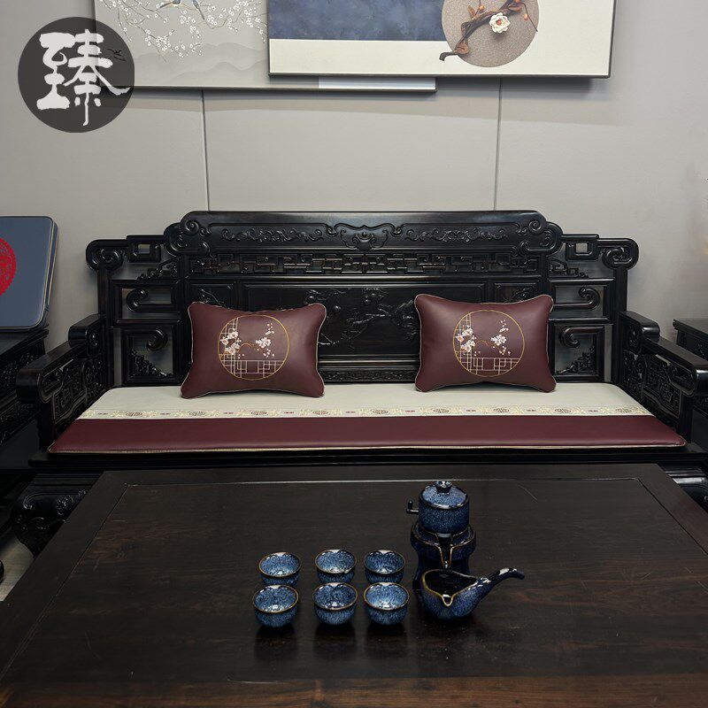 极速中式红木沙发皮坐垫夏季凉席实木椅子座垫四S季通用罗汉床坐