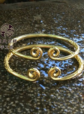 极速纯手工纯黄铜紧箍咒r金箍棒手镯戒指 纯黄铜老九门霸气包邮