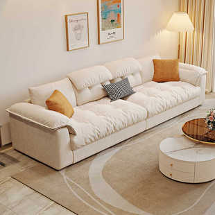 奶油风白色云朵羽绒网红款 现代简约猫爪布沙发客厅小户型法式 沙发